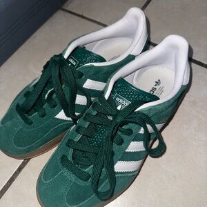 Adidas Green Gazelle Sneakers with White Stripes